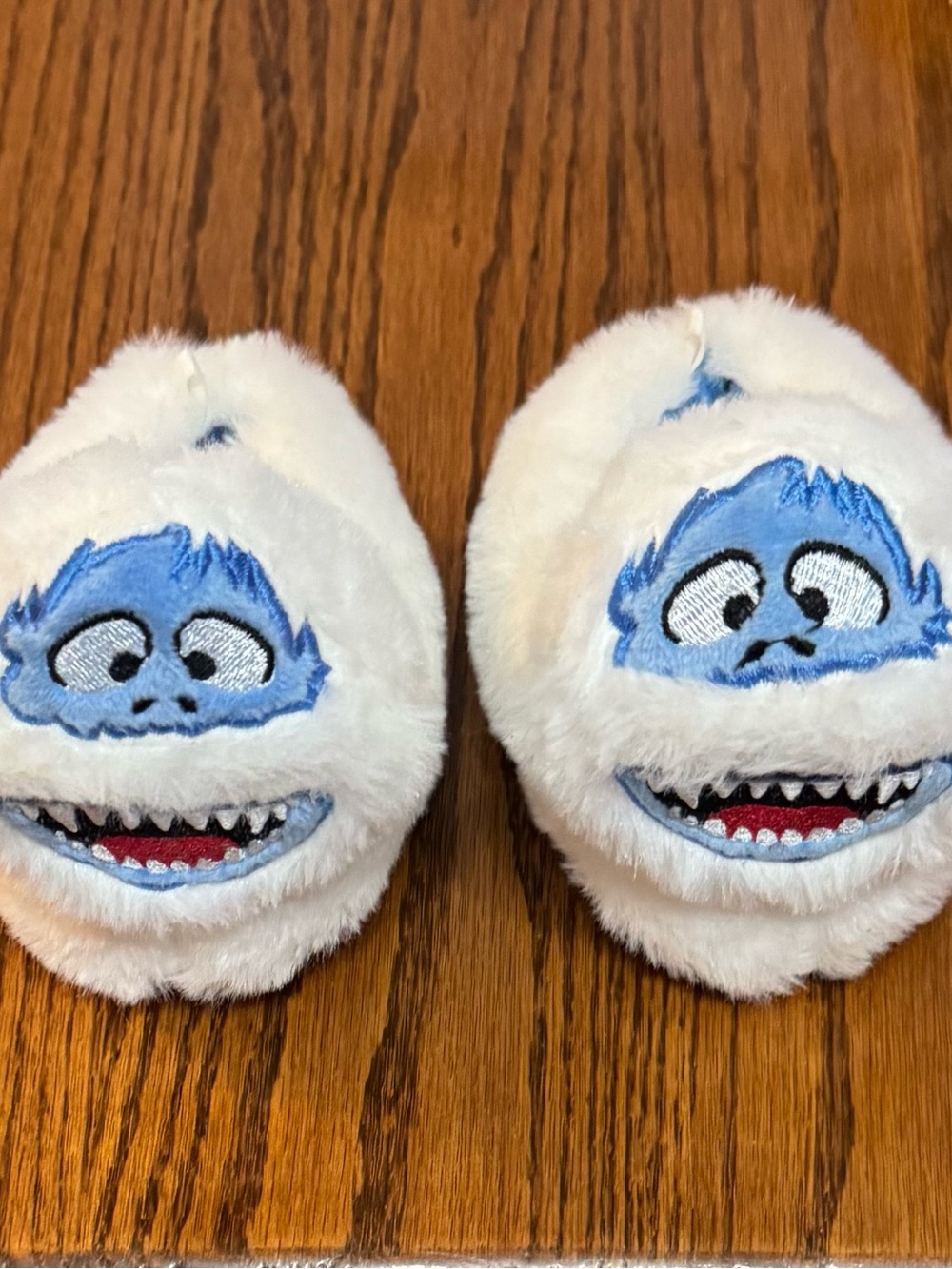 White & Blue Yeti Plush Kids Slippers - Cozy Character Footwear